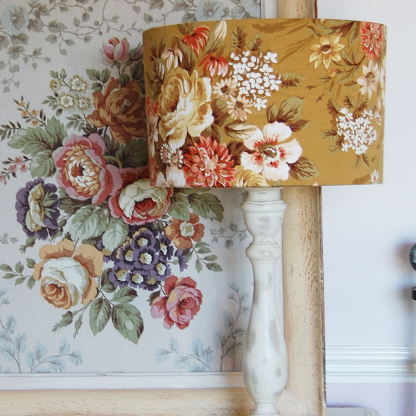 gold vintage floral lampshade